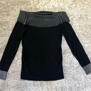 Venus Metallic Off the Shoulder Sweater
